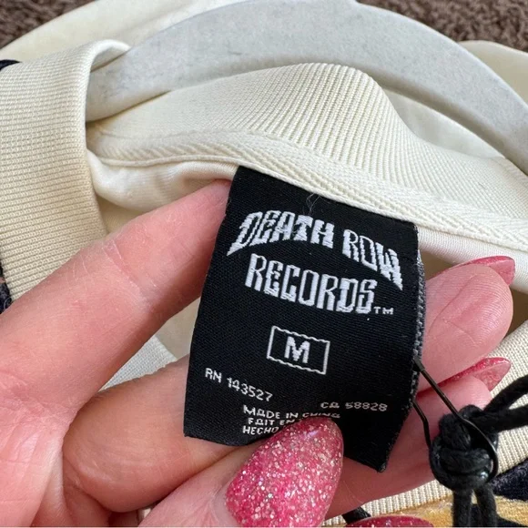 Death Row Records Cropped Leopard Velour Crewneck Sweatshirt Dr Bombay M NEW - Picture 6 of 12